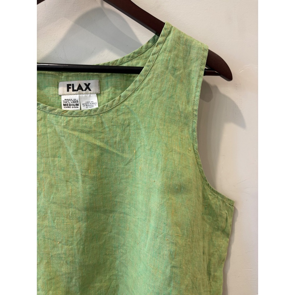 FLAX 100% Linen Sleeveless Boxy Scoop Neck Tank Top - Picture 3 of 5